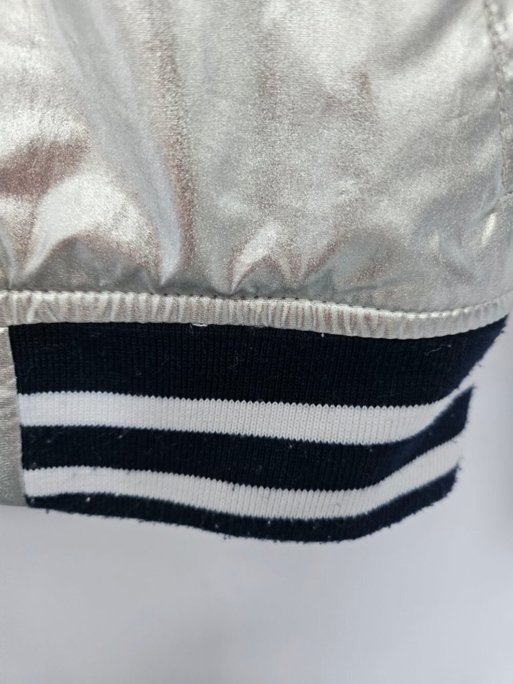 Rockets of Awesome Silver Metallic Bomber Jacket with Patches - Size 4 - Picture 8 of 15